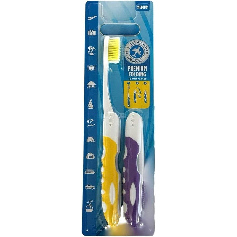 Foldable Travel Toothbrush with Medium Bristles - Compact & Ergonomic
