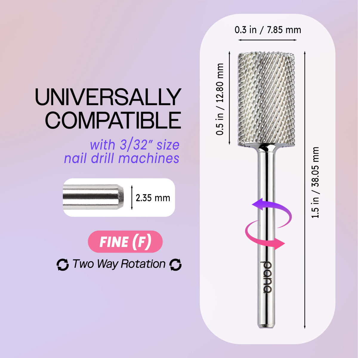 Professional Nail Drill Carbide Bit 3/32 Inch Fine Grit for Pink & White Backfills