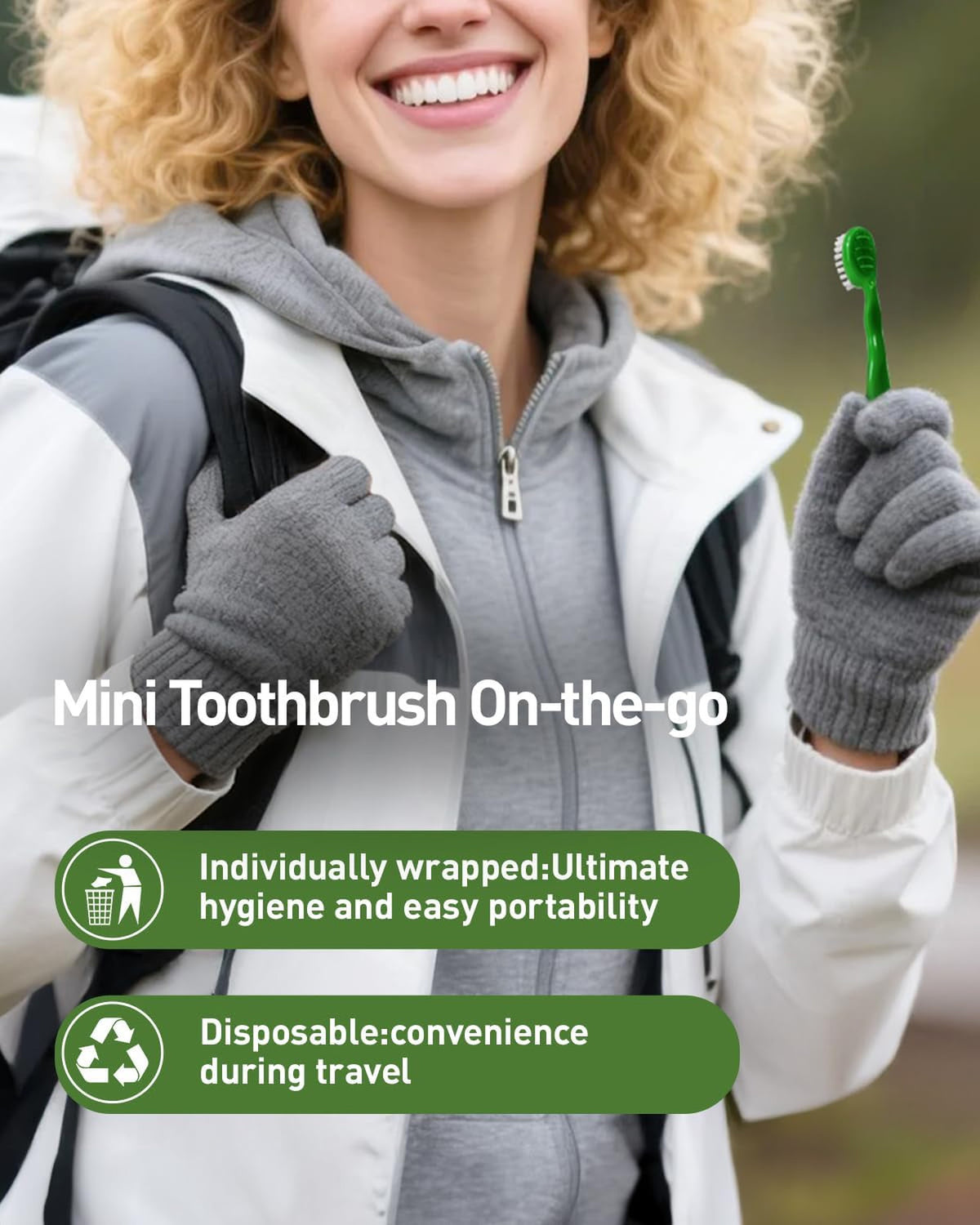 Disposable Travel Toothbrush Set with Toothpaste Floss and Scraper - 12 Pack