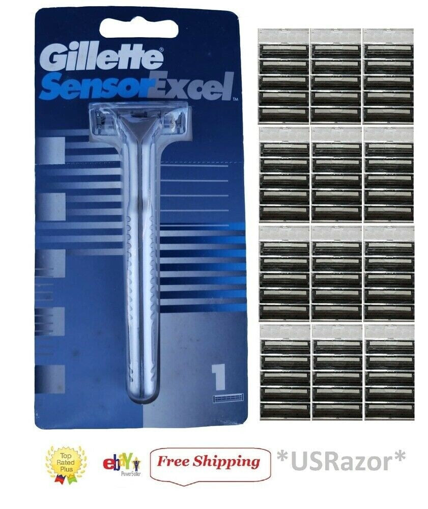 Gillette Sensor Excel Razor Handle & Refill Cartridges - USA Made