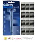 Gillette Sensor Excel Razor Handle & Refill Cartridges - USA Made