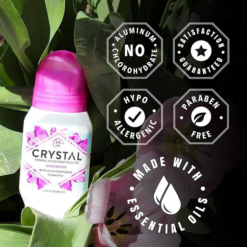 Natural Alum Stone Deodorant - Mineral Crystal Roll-On for Sensitive Skin