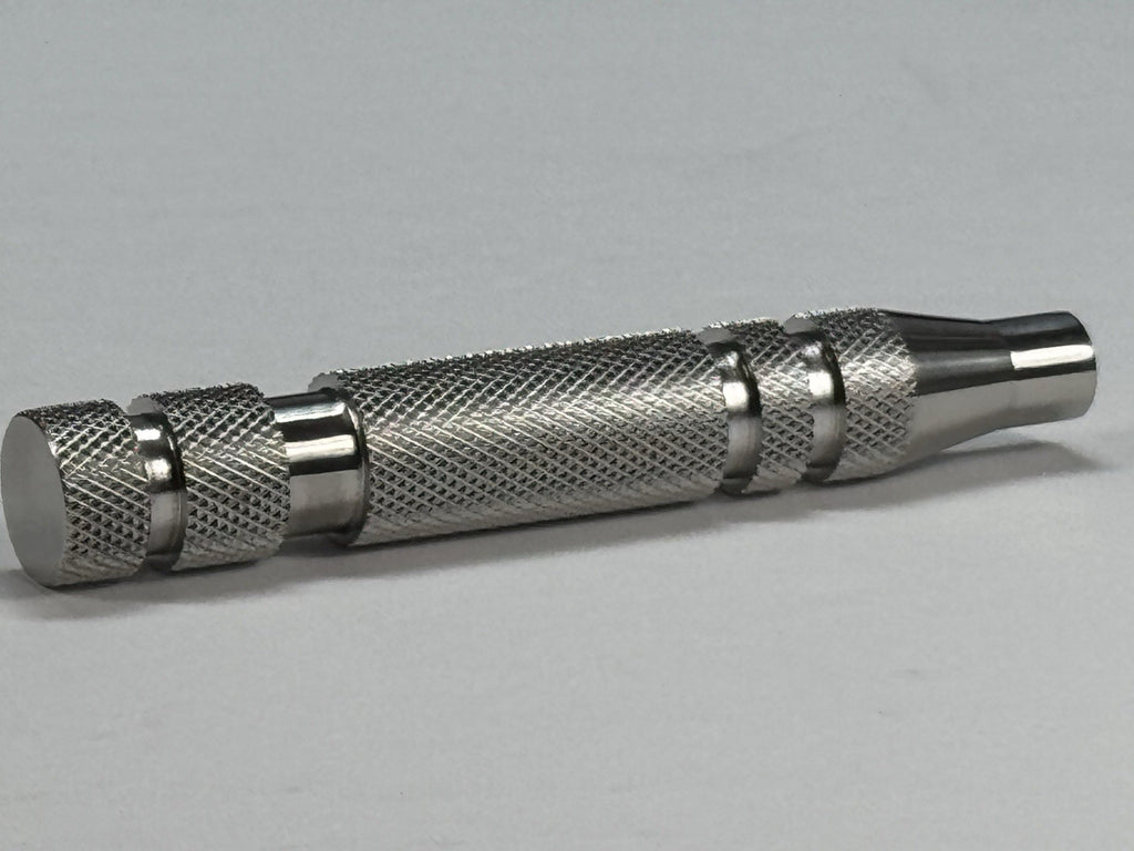 316 Stainless Steel Safety Razor Handle - Made in USA, Knurled, 95mm