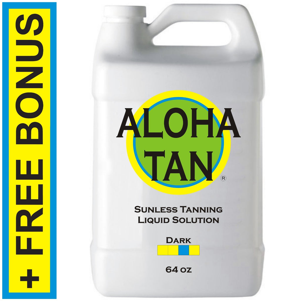 Dark Sunless Self Tanning Solution - 64 oz Spray Tan Liquid with Applicator Mitt & Gloves