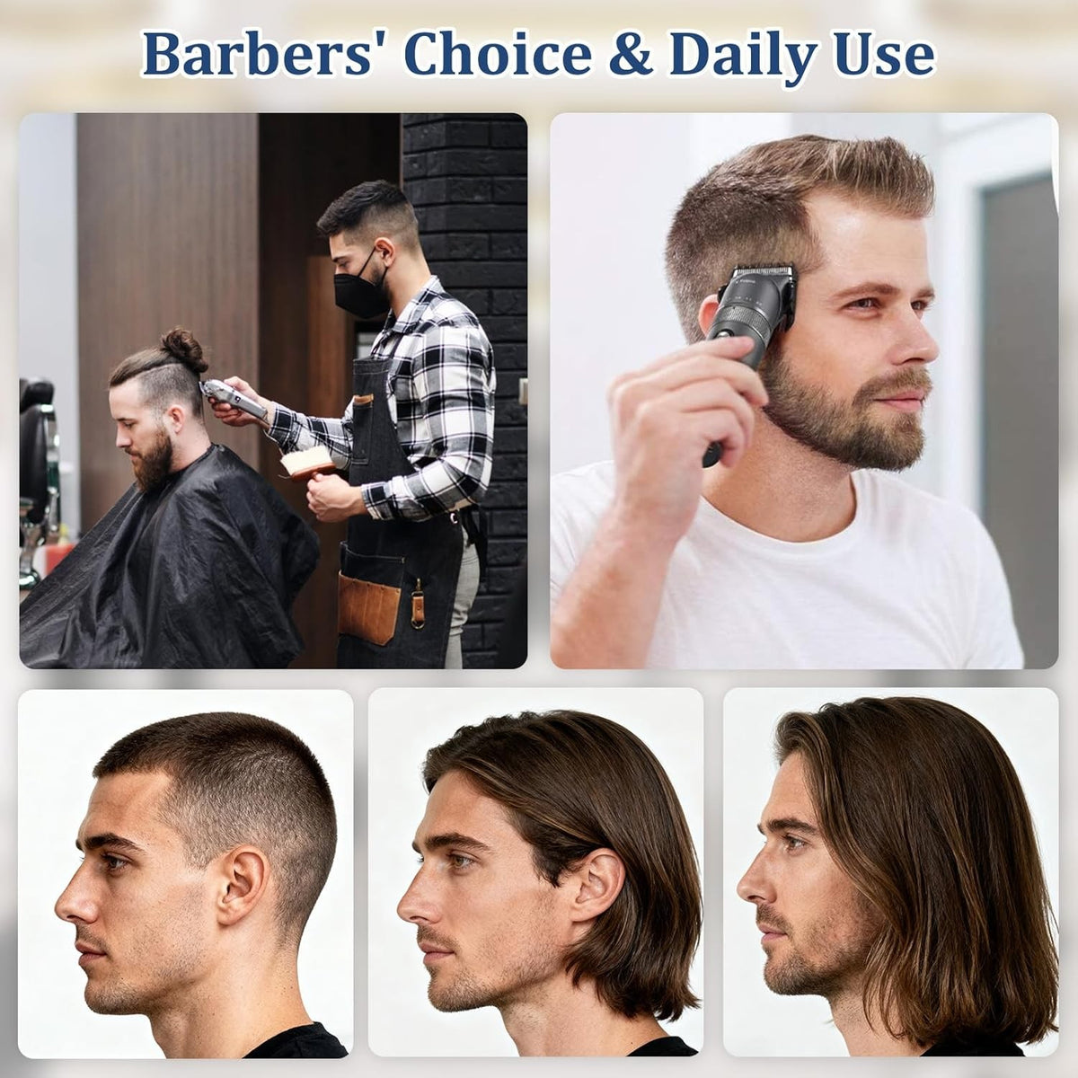 Extra Long Clipper Guard Set for Wahl Clippers 4-Piece Hair Guide Black