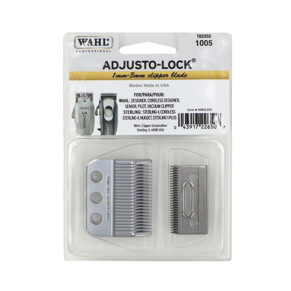 Adjusto-Lock Clipper Blades 1-3mm Set for Wahl Clippers - Silver