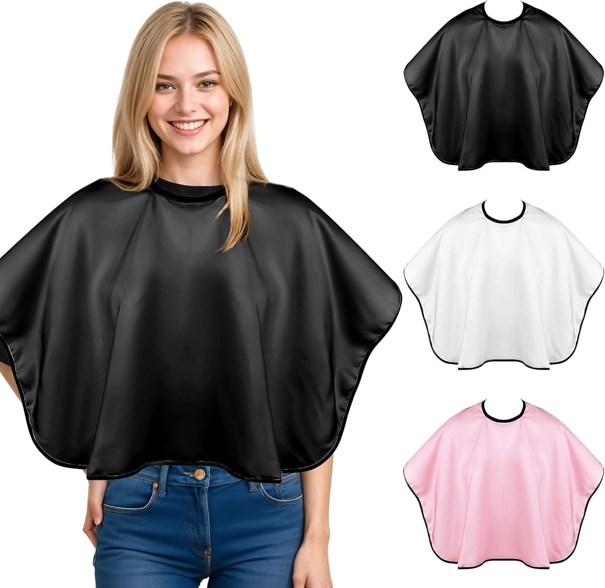 Waterproof Makeup and Hair Dyeing Capes Set - Medium Length Salon Cape, 3-Pack
