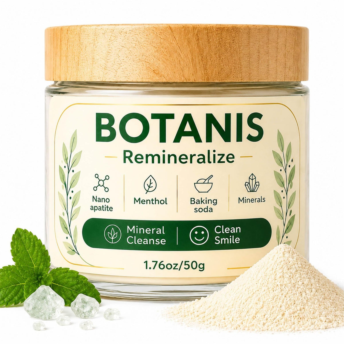 Fluoride-Free Tooth Powder with Xylitol and Calcium Carbonate - Spearmint Flavor