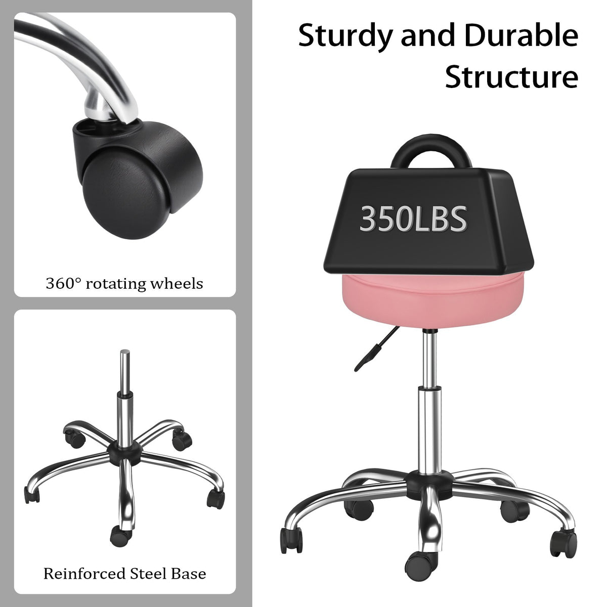 Ergonomic Rolling Stool with Heart-Shaped Seat for Salon & Tattoo Artists