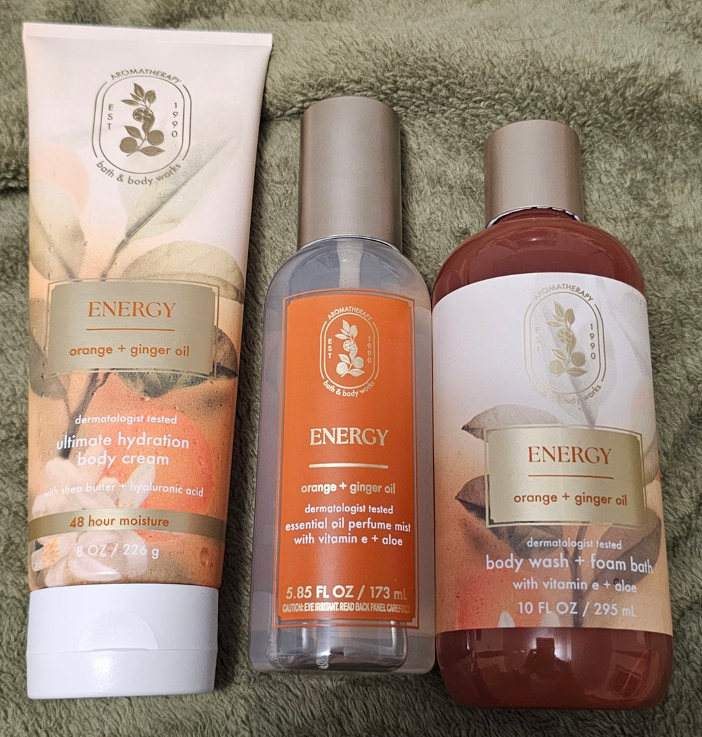 Orange & Ginger Aromatherapy Body Oil, Perfume, Wash & Cream Set