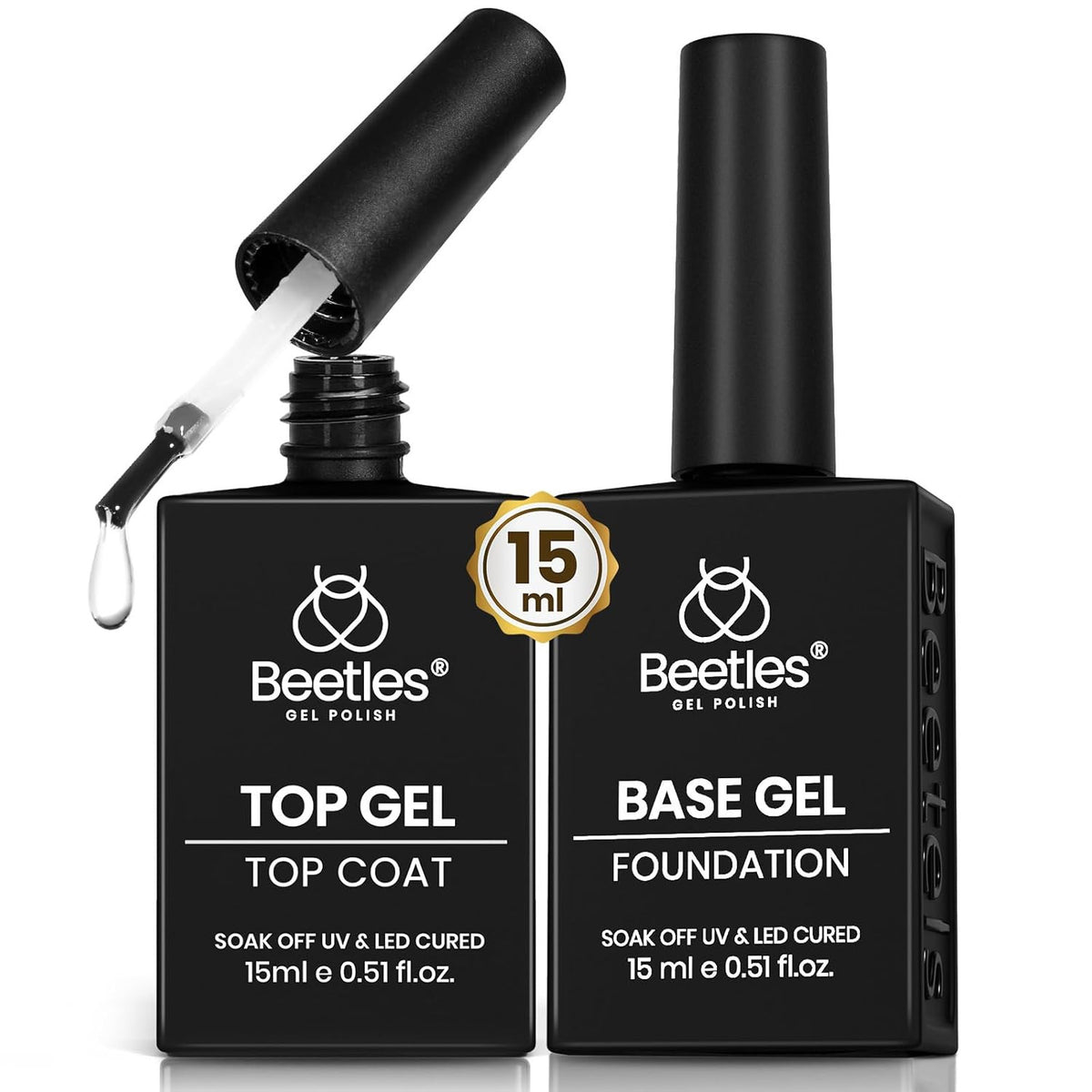 Gel Nail Top Coat and Base Coat Set - Long Lasting UV/LED Polish 2 Pack