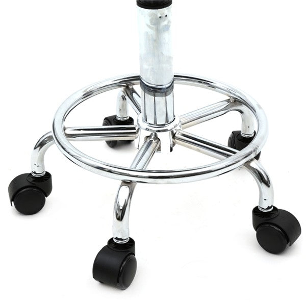White Adjustable Salon Stool with Backrest and 360° Swivel