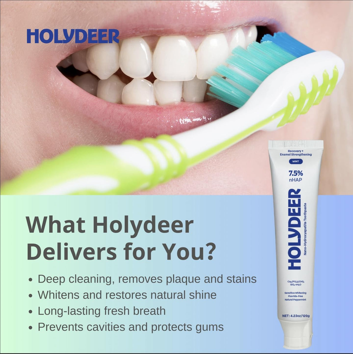 Nano-Hydroxyapatite Toothpaste Mint Fluoride-Free Sensitive Whitening Enamel Care 4.23 oz 3 Pack