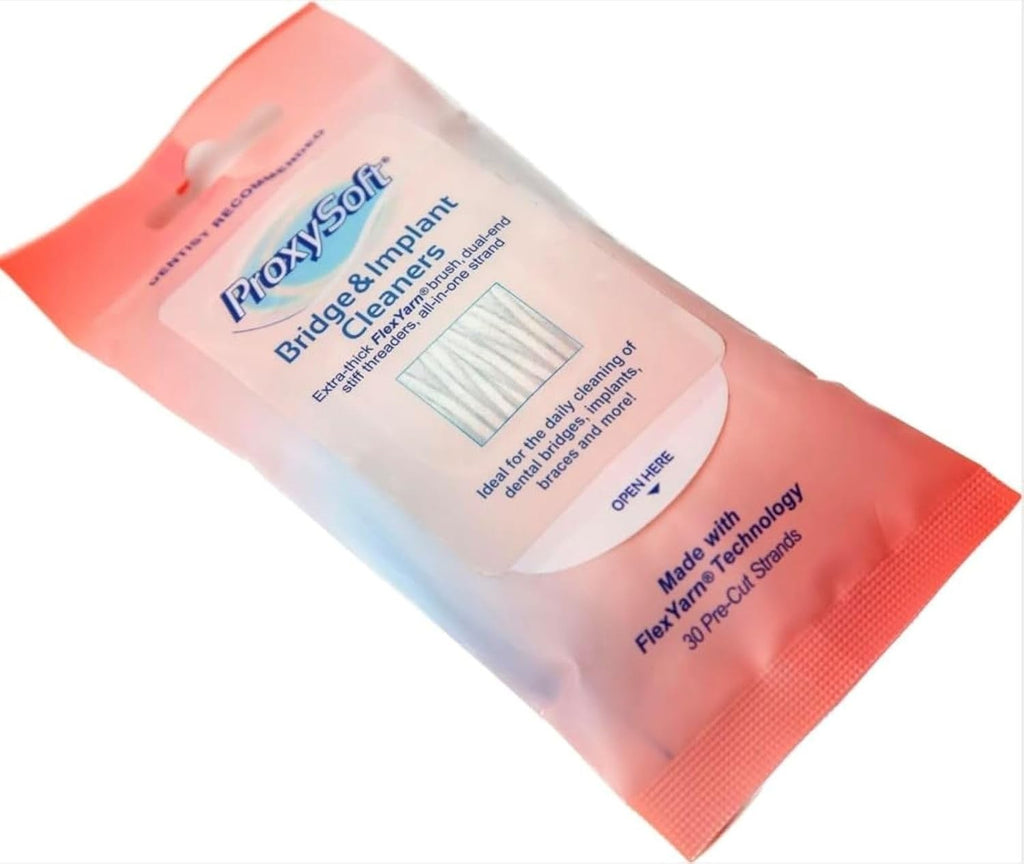 Dental Floss for Bridges & Implants - Travel Pack 30 Pre-Cut Threads