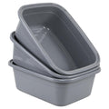14 Quart Rectangular Plastic Wash Basins Set of 3 - Grey Kitchen & Laundry