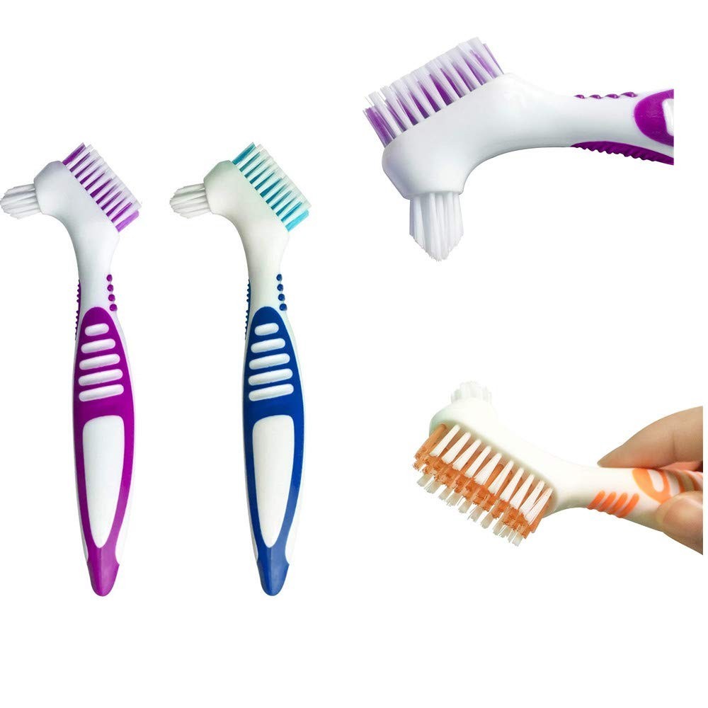 Denture Cleaning Brush Set - Portable False Teeth Brushes for Oral Care