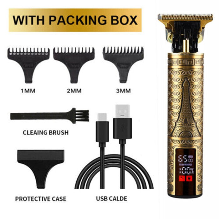 Cordless Professional Hair Clippers & Beard Trimmer Set with Metal Shell