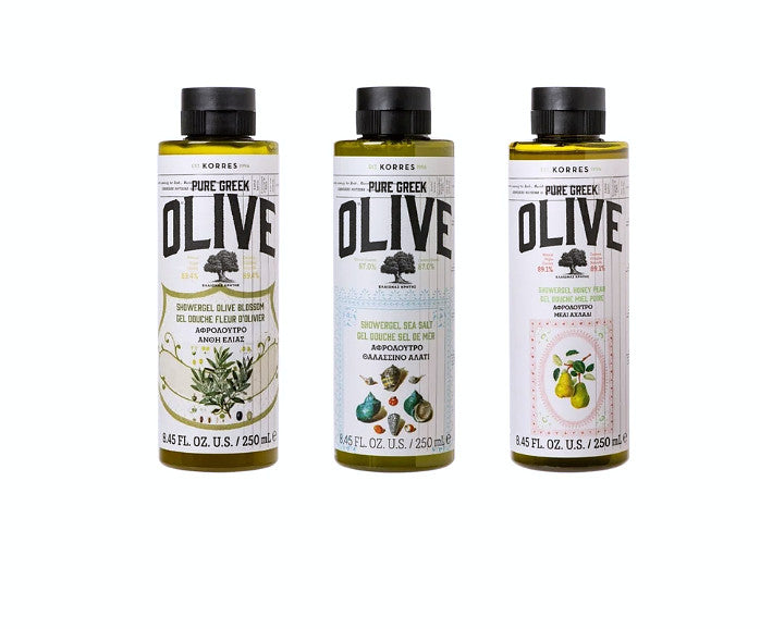 Olive Oil Shower Gel Set - Hydrating Greek Natural Body Wash Trio