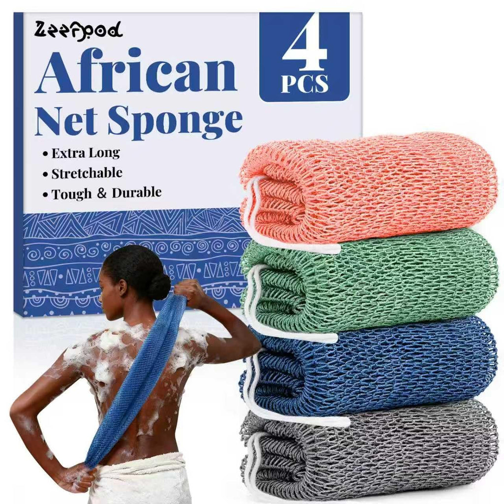 African Net Bath Sponge 42 Inches Long Exfoliating Shower Loofah - Vibrant Colors