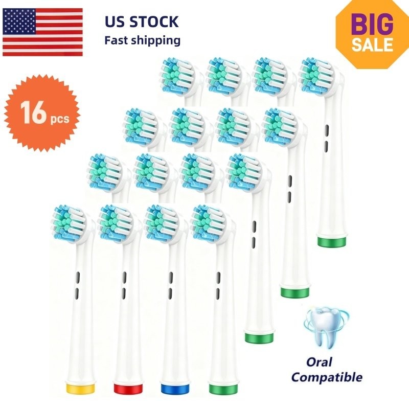 Electric Toothbrush Replacement Heads Pack of 4 or 16 - Compatible with Oral-B Models