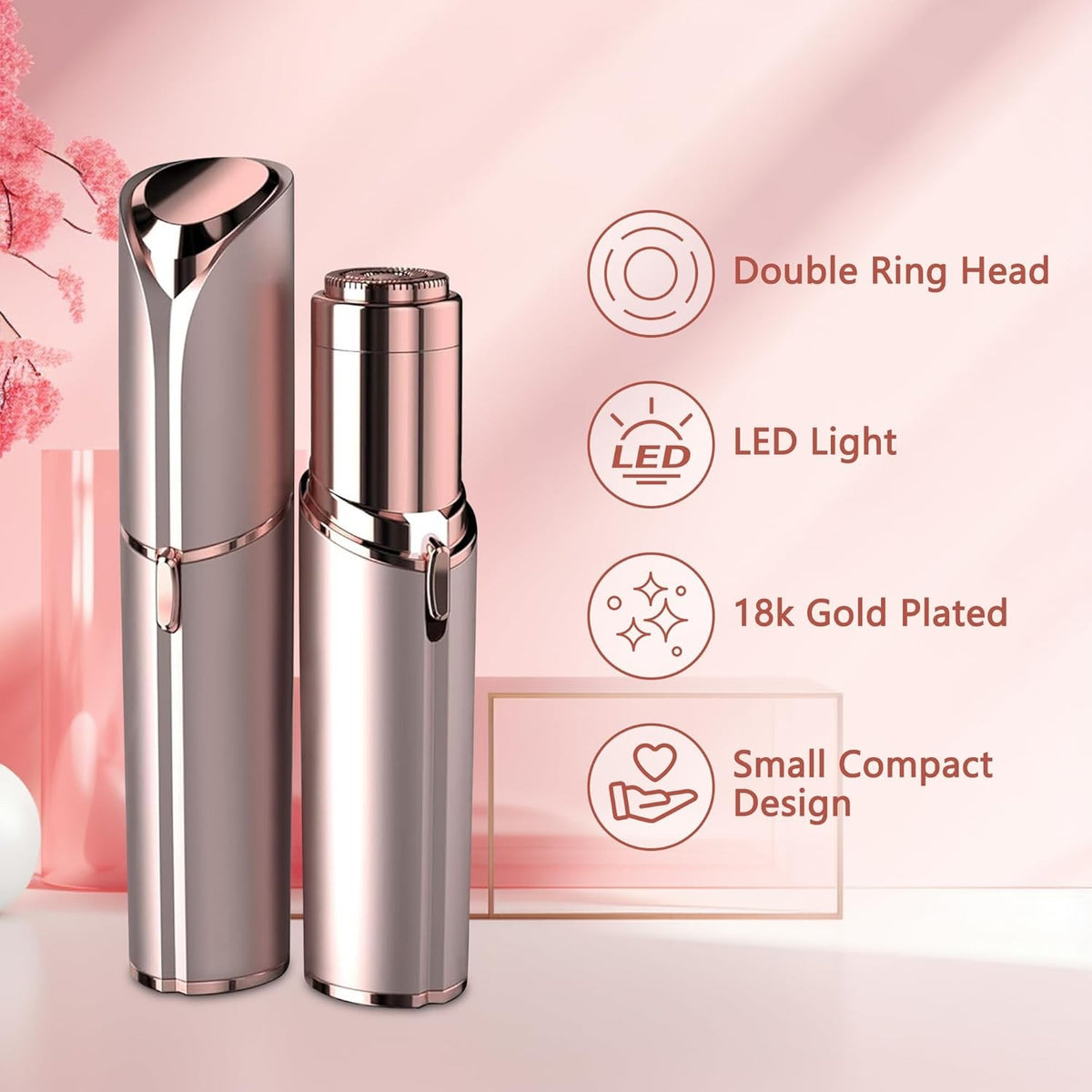 Electric Facial Hair Remover for Women Rose Gold - Pain-Free & Precise