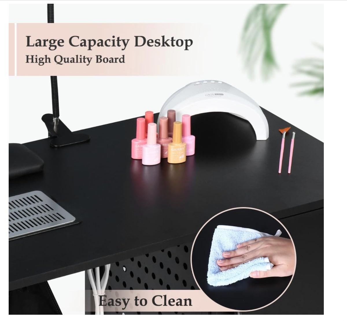 Manicure Table Nail Desk with Dust Collector & Charging Station - Salon & Home Use