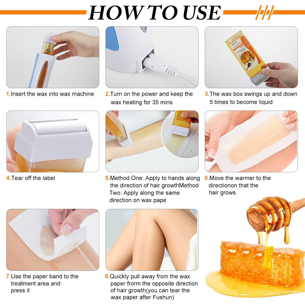 2pcs Honey Roll-On Wax Cartridges for Hair Removal - Easy & Gentle