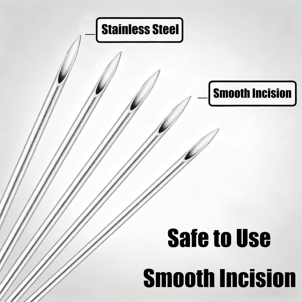 Complete Body Piercing Kit with Disposable Surgical Needles & Forceps