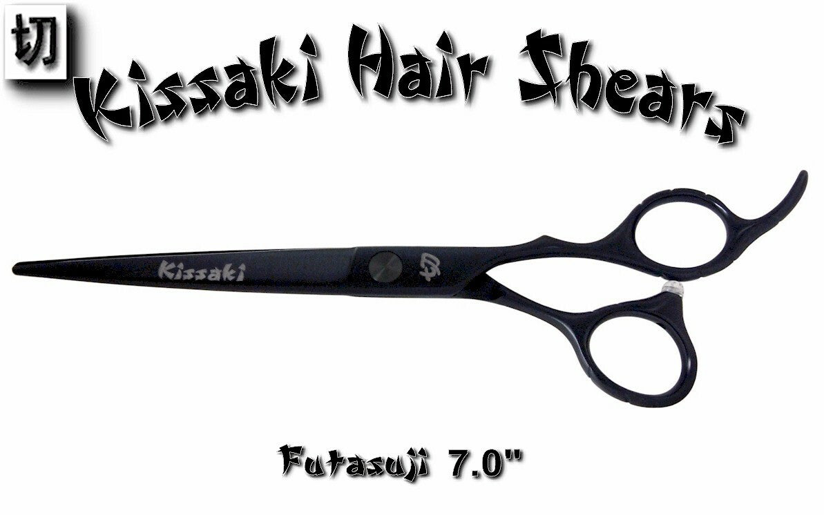 Professional 7.0-inch Black Titanium Hair Cutting Scissors - Thinning Shears