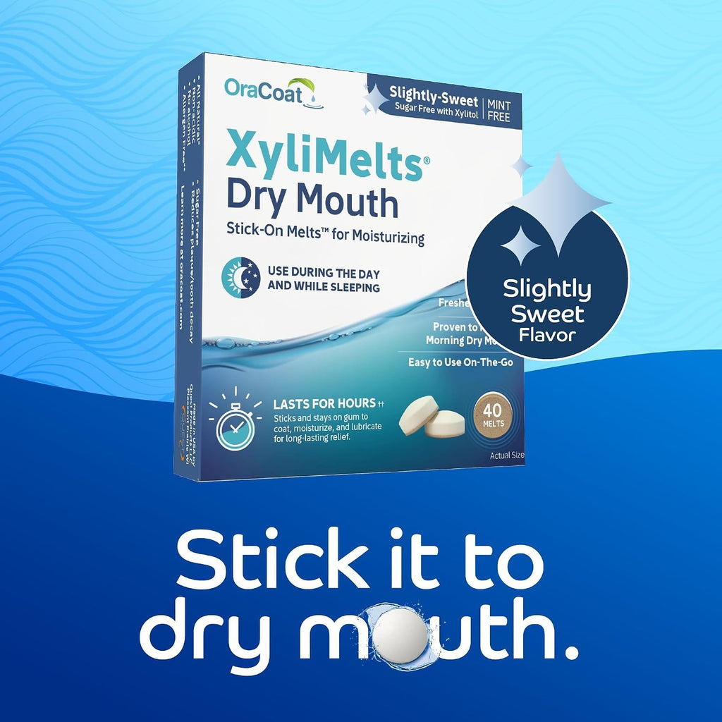 Dry Mouth Relief Discs - Moisturizing XyliMelts for Night & Day, Sugar-Free, 40 Count