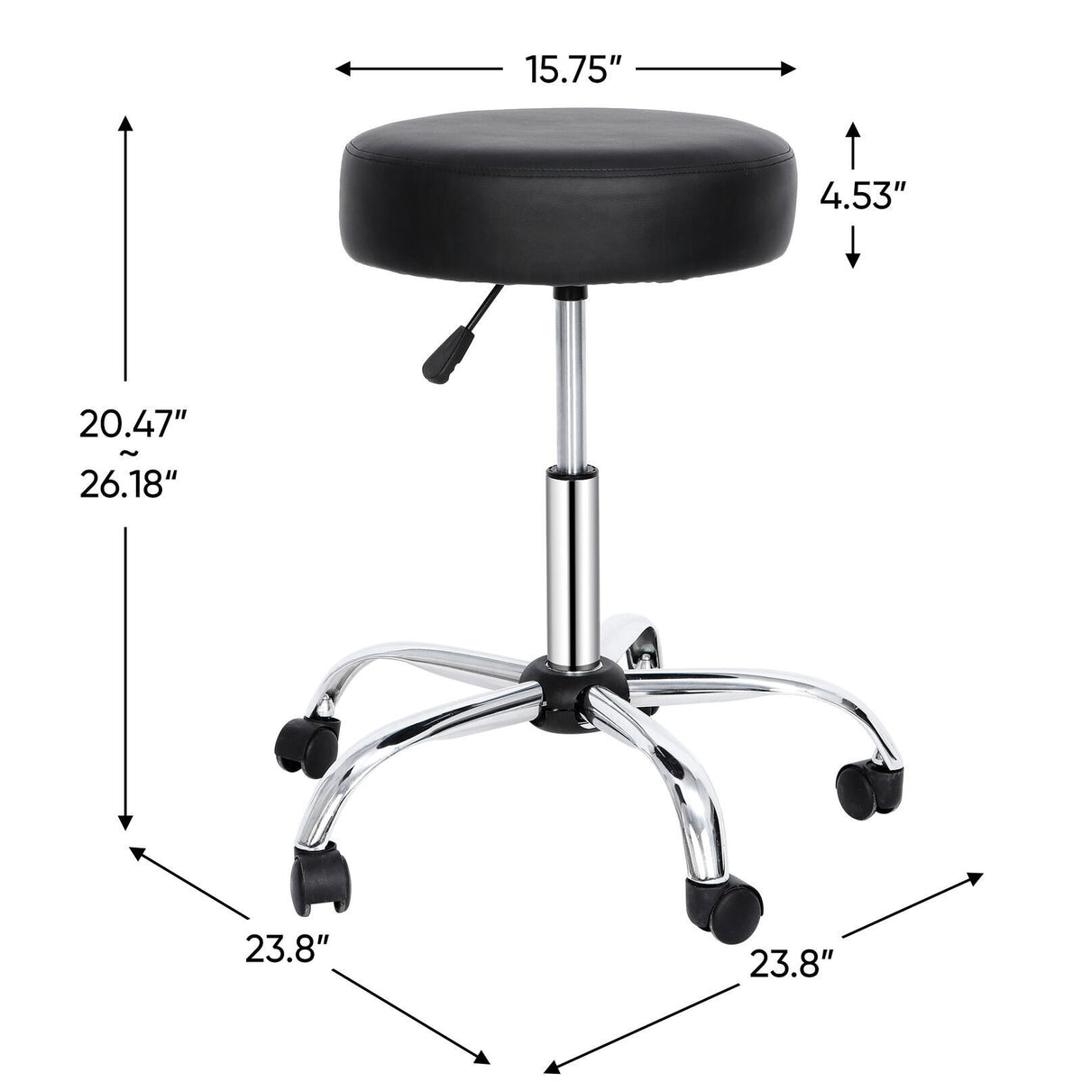 Adjustable Drafting Stool with Wheels Black - Multi-Purpose Salon & Office Chair