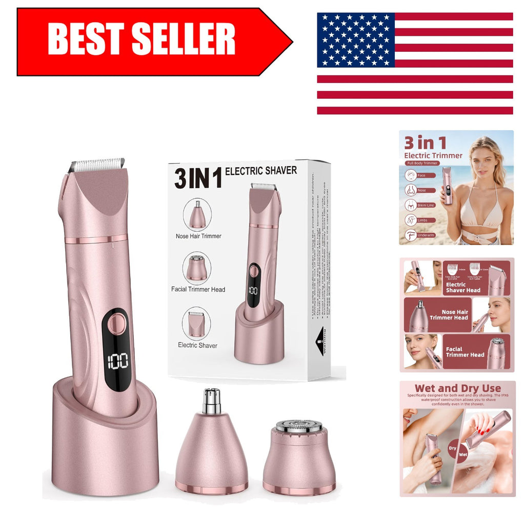 Women's 3-in-1 Rose Gold Bikini Trimmer & Facial Hair Remover