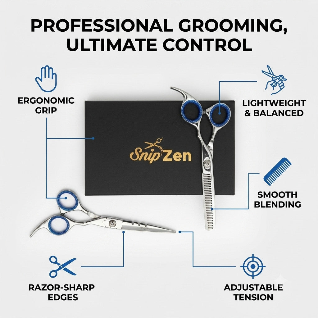 Professional Hair Scissors Set - 6 Inch Japanese Steel Thinning & Cutting Shears for Salon & Home