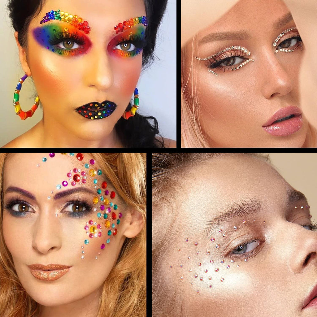 Colorful Face Gems Kit with Crystals & Rhinestones for Makeup & Nail Art