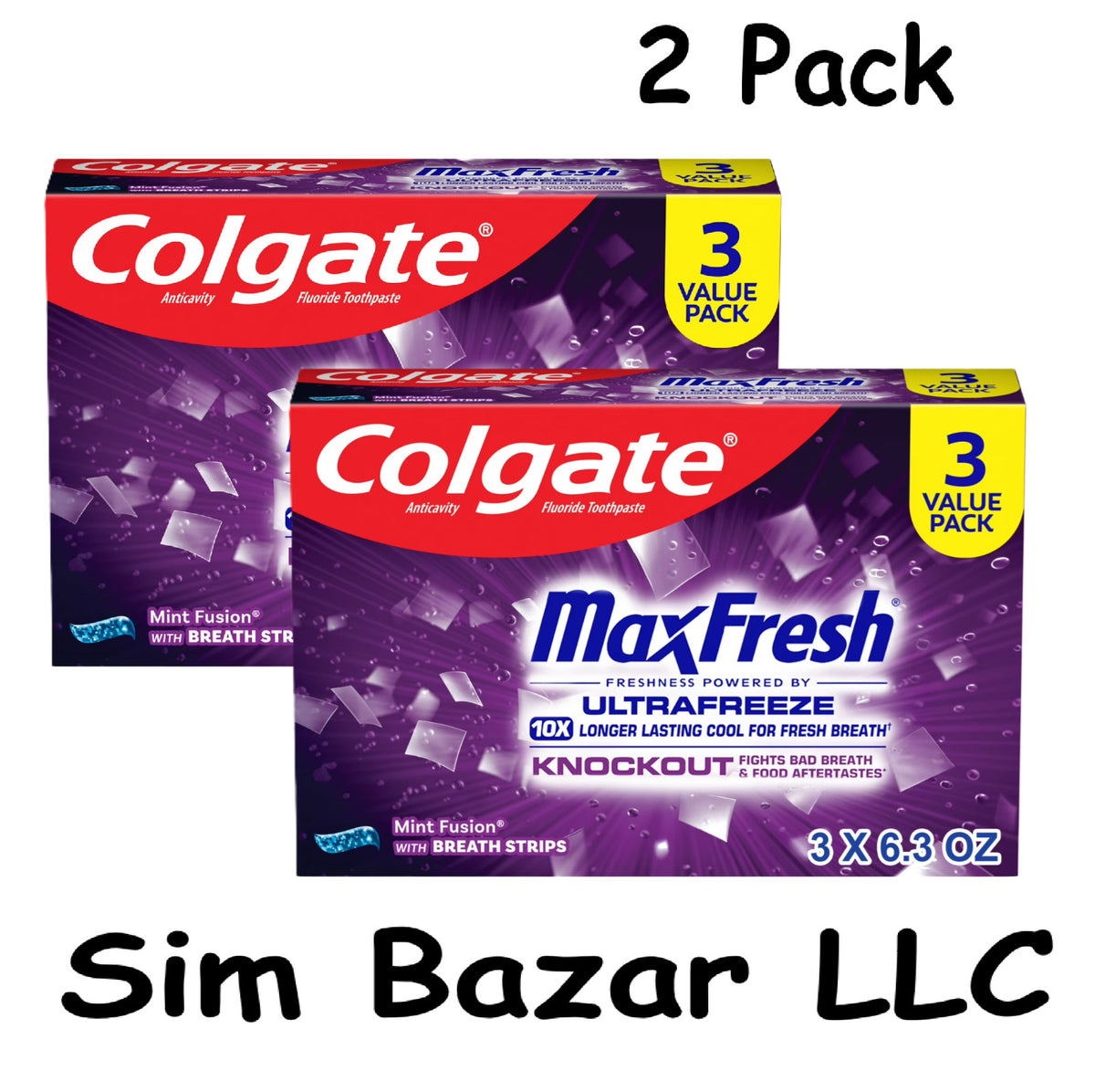 (2 Pack) Whitening Toothpaste with Fresh Breath & Cavity Protection - Mint Fluoride Gel