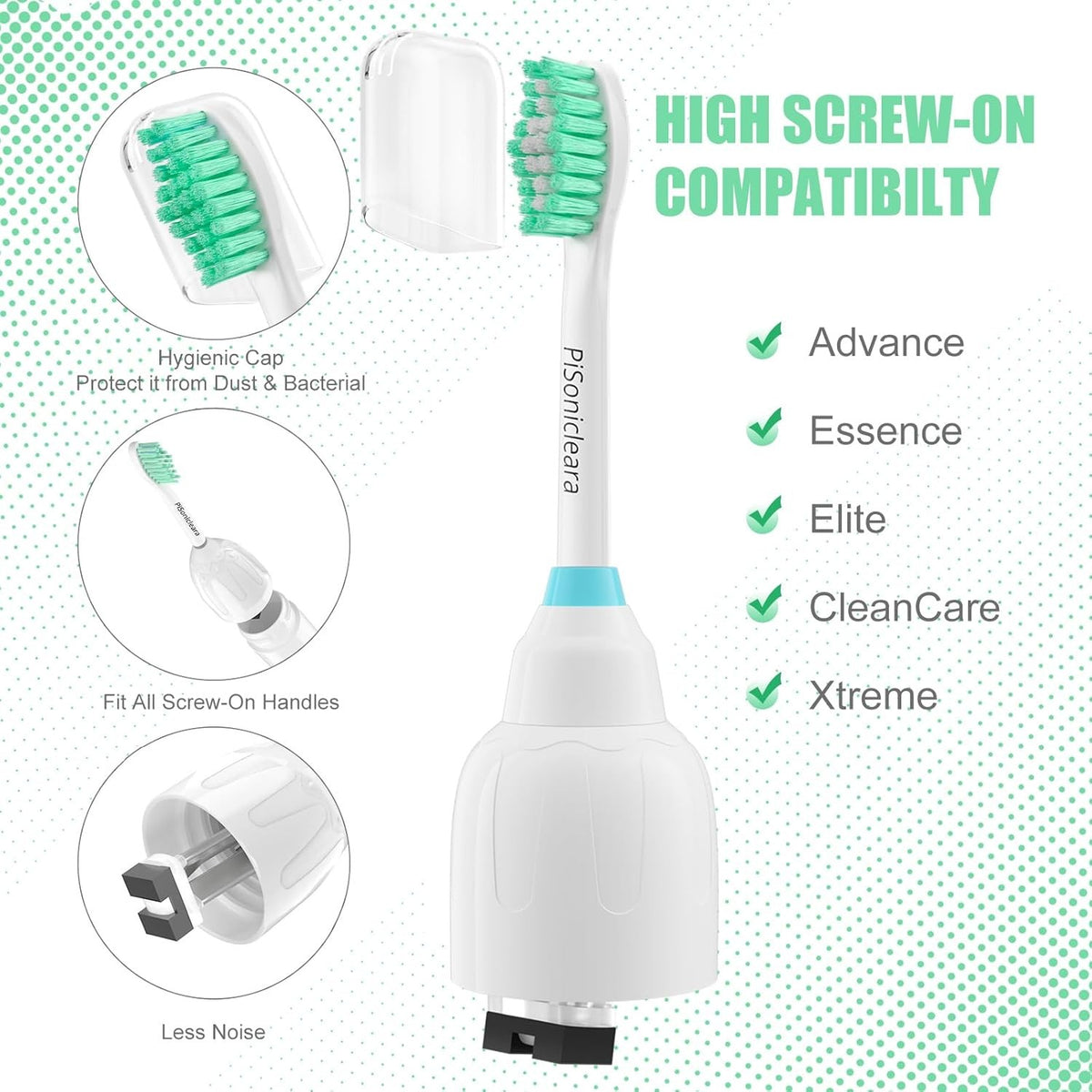 6 Pack Replacement Toothbrush Heads for Philips Sonicare E Series HX7001