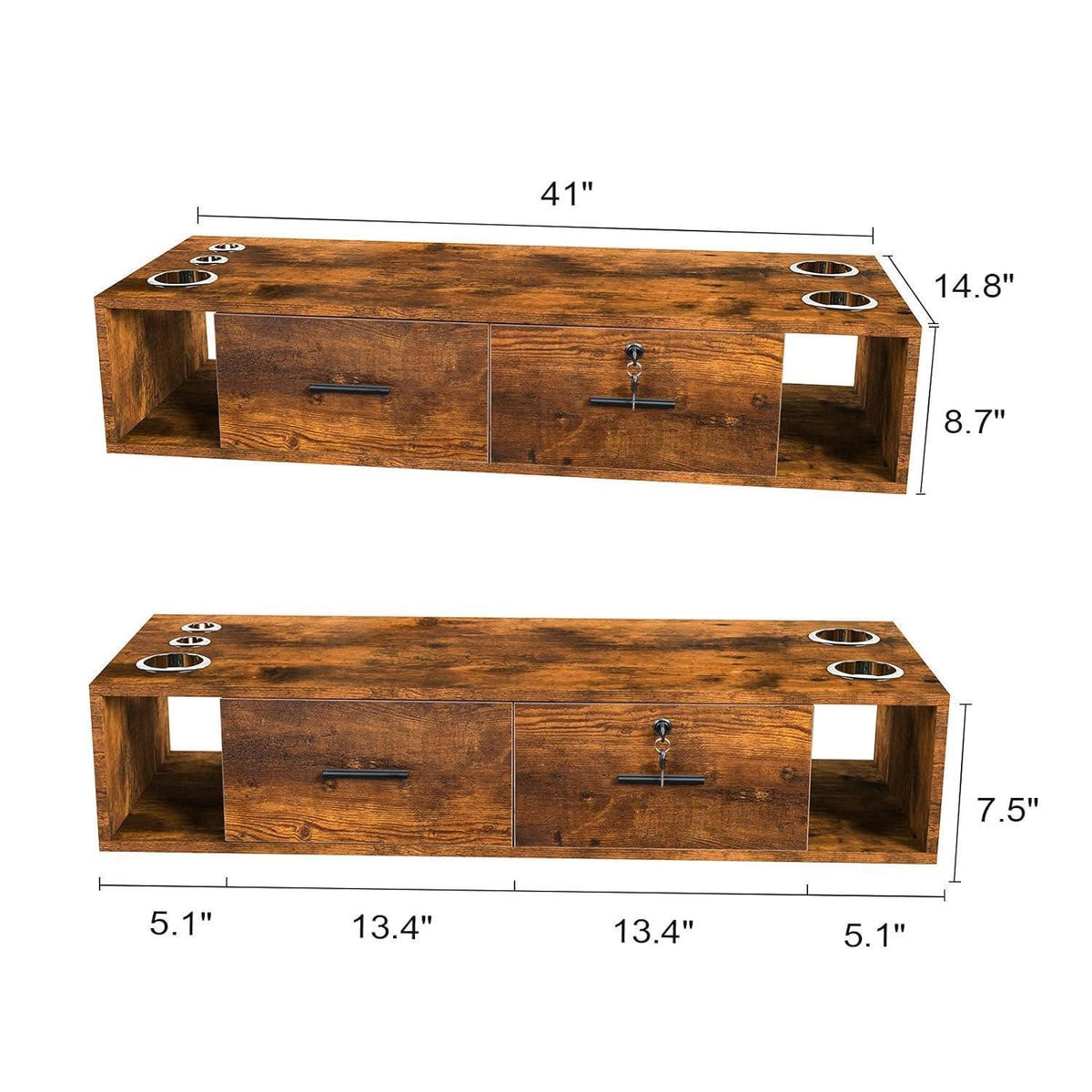 Wall Mount Barber Station with 2 Drawers for Hair Salon & Spa