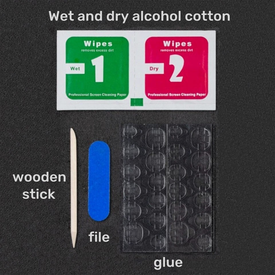 Double-Sided Nail Glue Tape Stickers for Press-On Nails - Reusable, Transparent, 12 Sizes