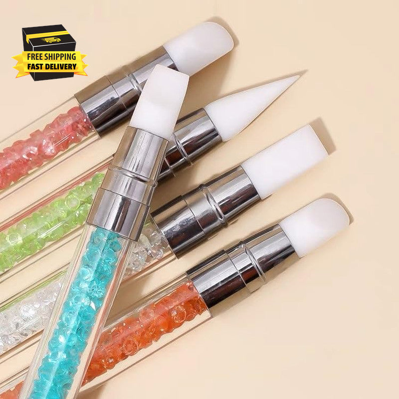 5Pcs Nail Sculpture Pen Set - Dual-Ended Silicone Nail Art Tools for Acrylic & Design