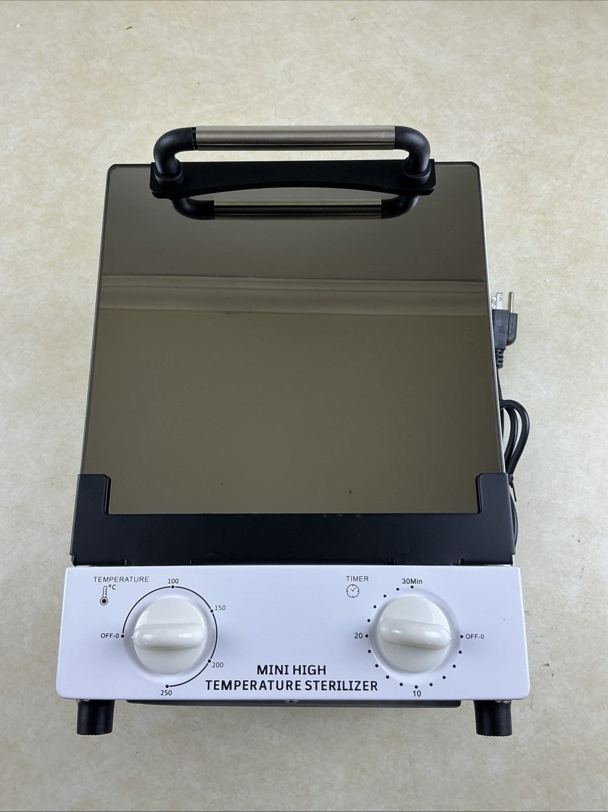 Mini High Temperature Sterilizer for Tools 250°C with Timer - Silver/White