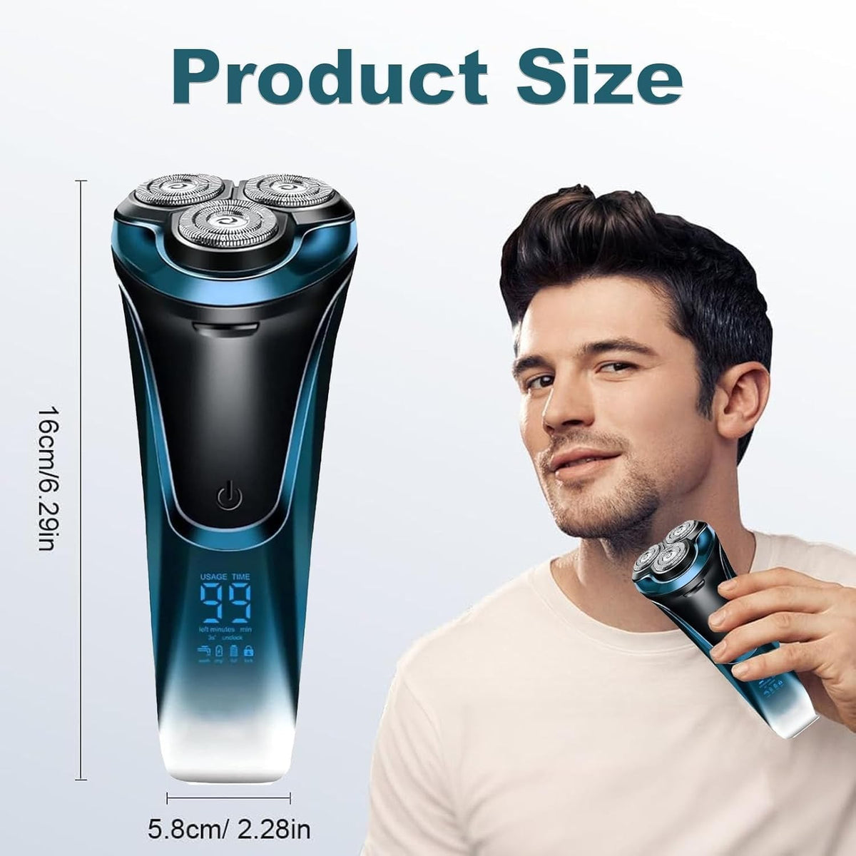 Electric Razor for Men 4D Floating Head Wet & Dry Shaver IPX7 Waterproof
