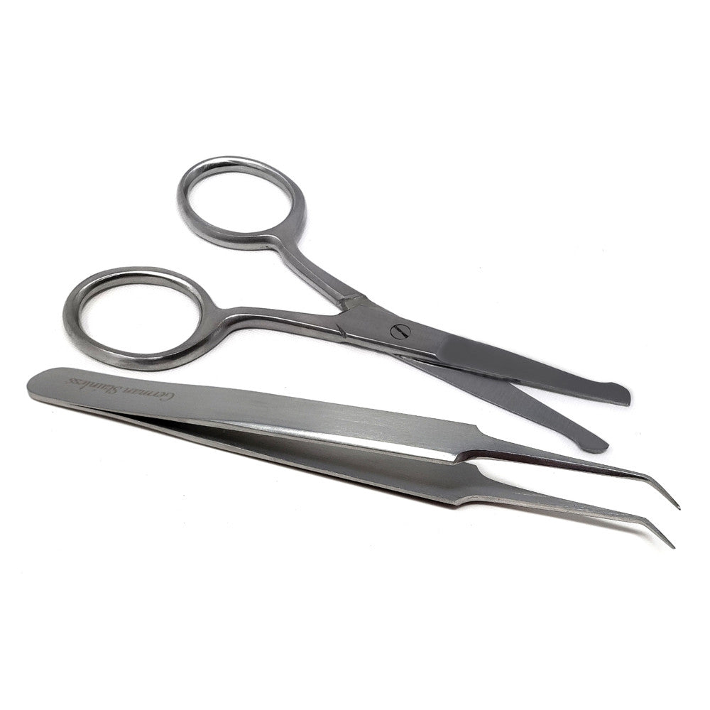 Facial Hair & Eyebrow Grooming Scissors Tweezers Set of 2