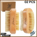 Wooden Nail Brush Set for Manicure & Pedicure - 2 Pieces Natural Bristle