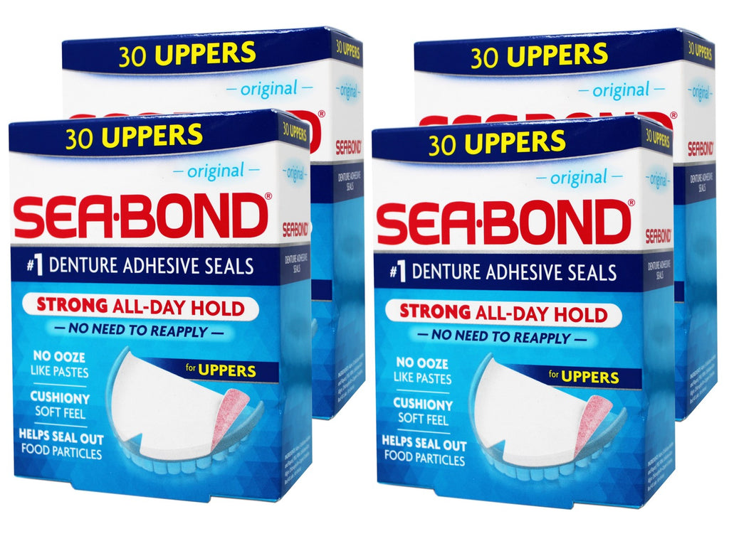Sea-Bond Denture Adhesive Seals Uppers - 30 Count, Strong All-Day Hold