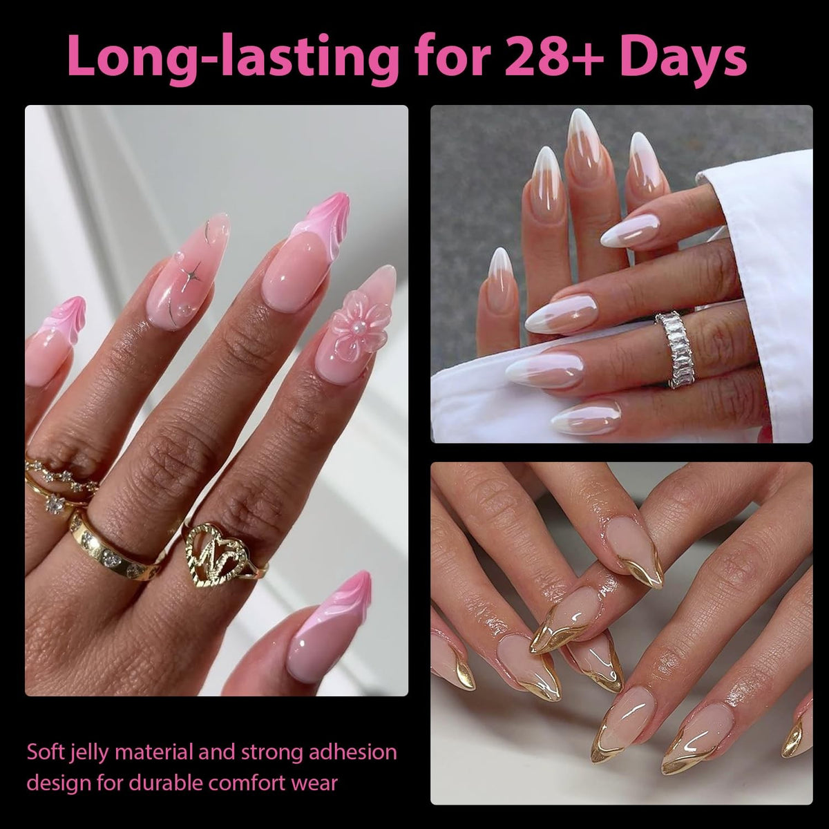 Almond Gel Nail Tips 504PCS - Clear Full Cover Press On Nails for DIY Manicure
