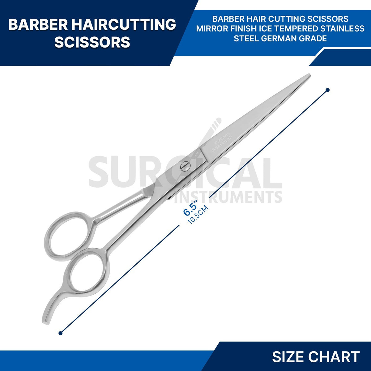 Hair Cutting Scissors 6.5 Inch Professional Barber Shears - ICE Tempered German Grade