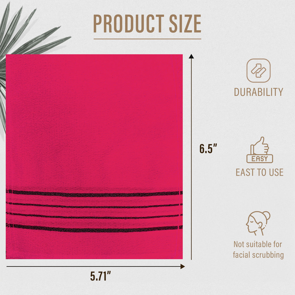 Exfoliating Washcloth Bath Mitt - Pink, 6 Pack Korean Body Scrubber