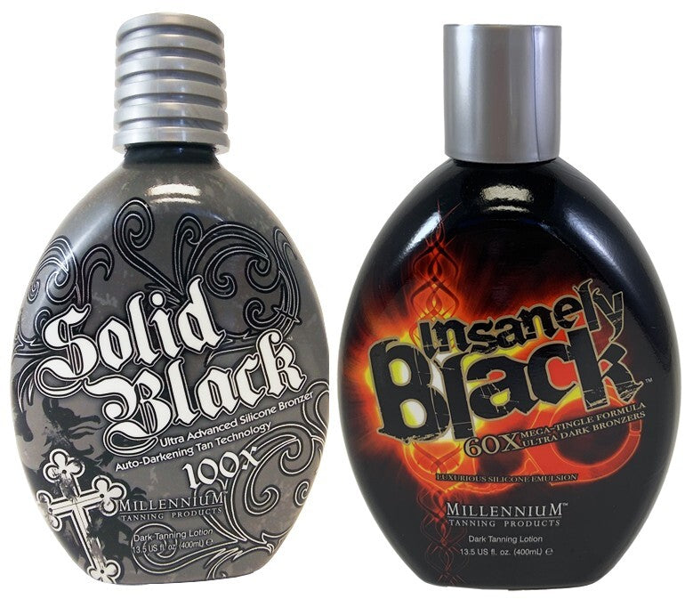 Dark Tanning Lotion Set - Solid Black 100X + Insanely Black 60X Tingle