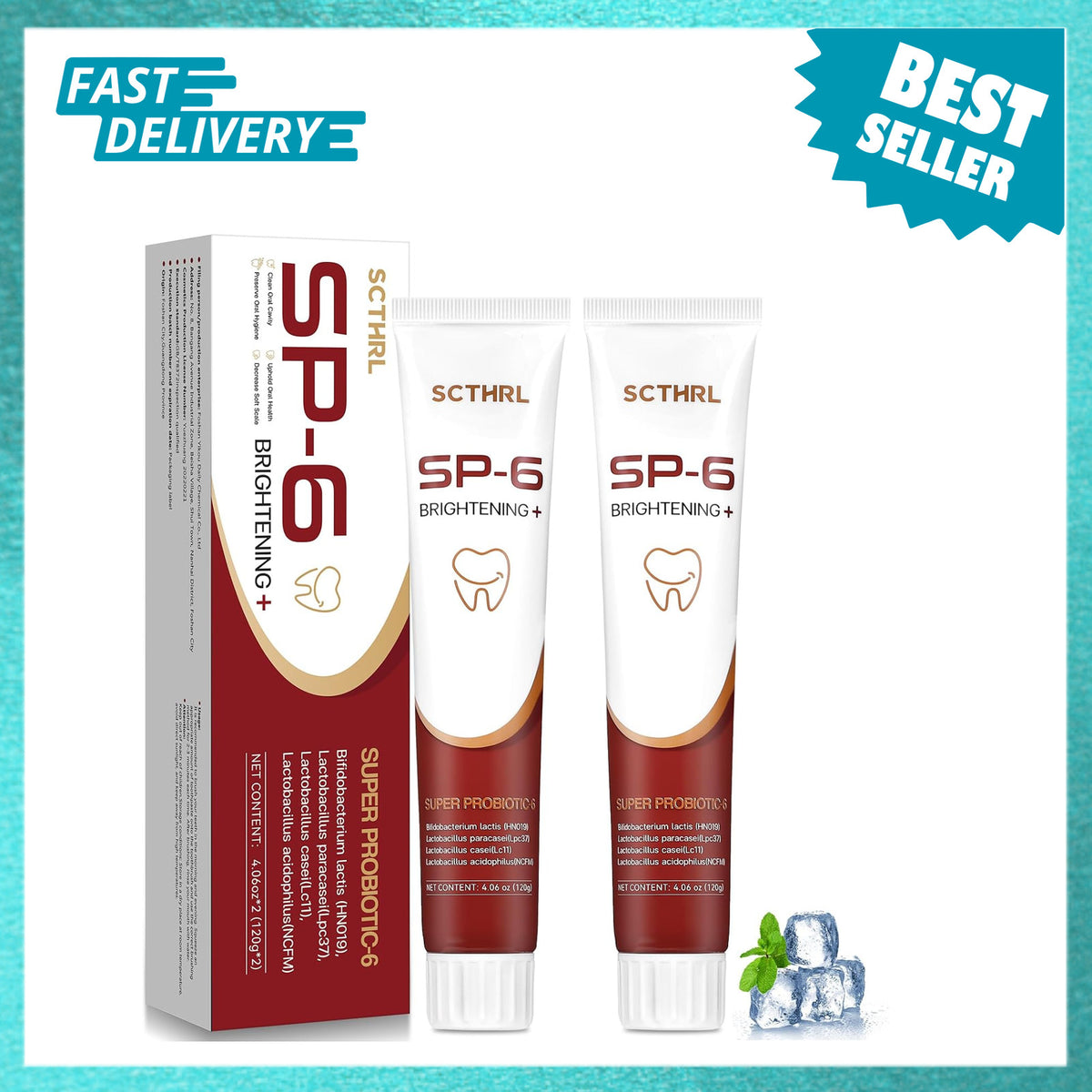 Probiotic Fluoride-Free Whitening Toothpaste for Sensitive Teeth - Ultra Brightening & Gum Care
