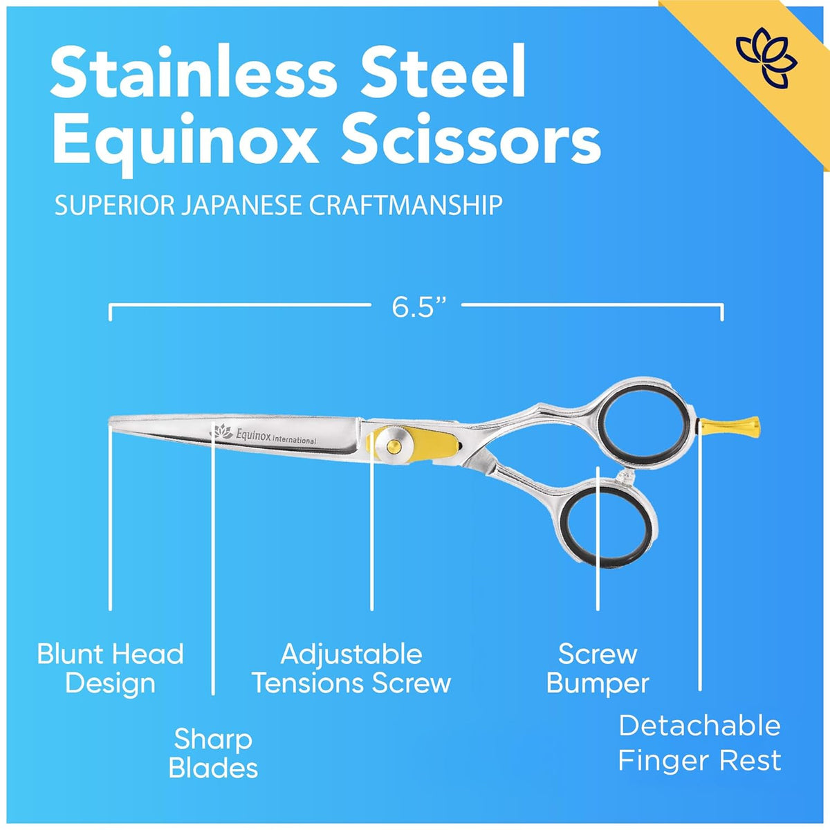 Professional Hair Cutting Scissors 6.5 Inch Japanese Steel Ergonomic Shears
